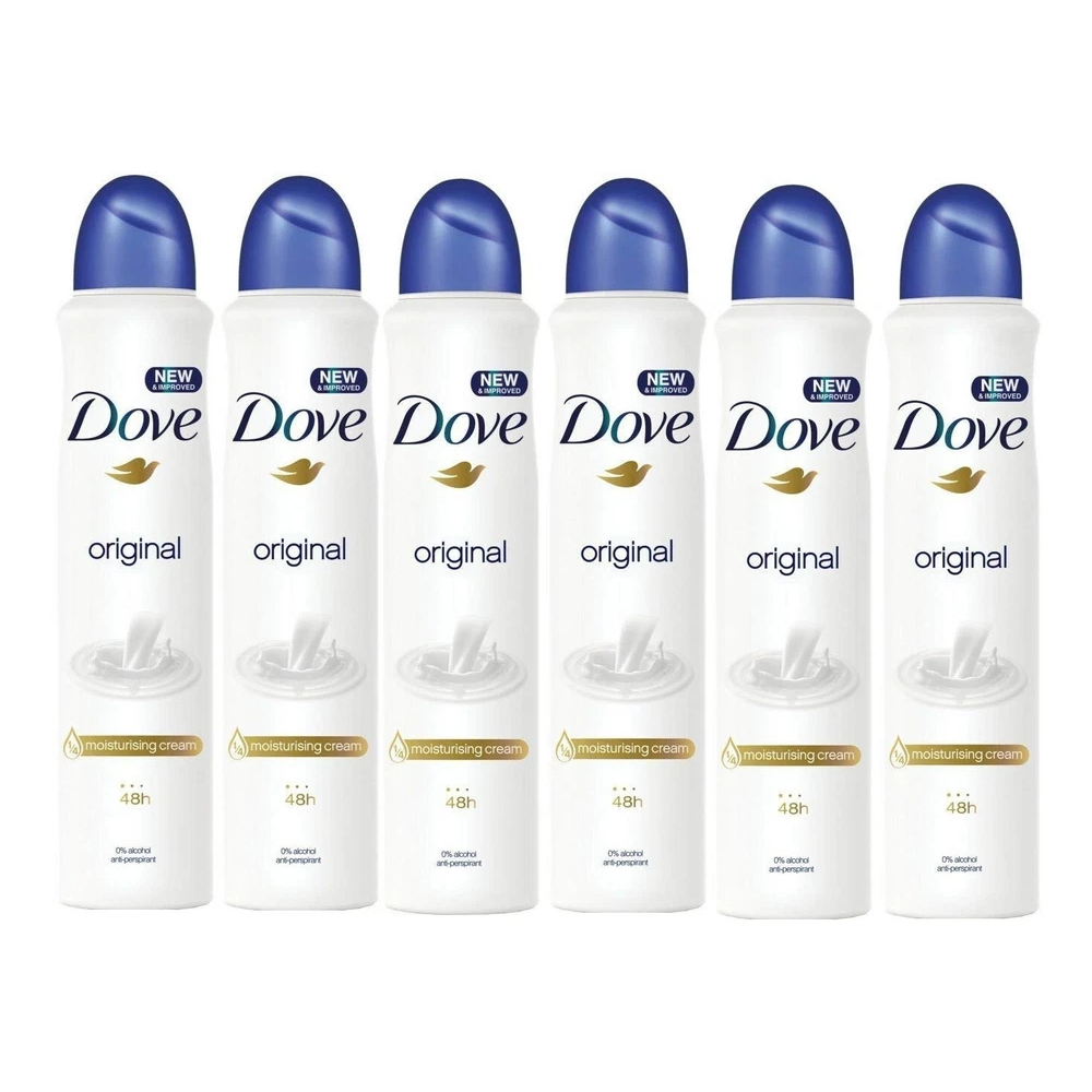 6pk dove original anti-perspirant deodorant spray 8.5oz (250ml)