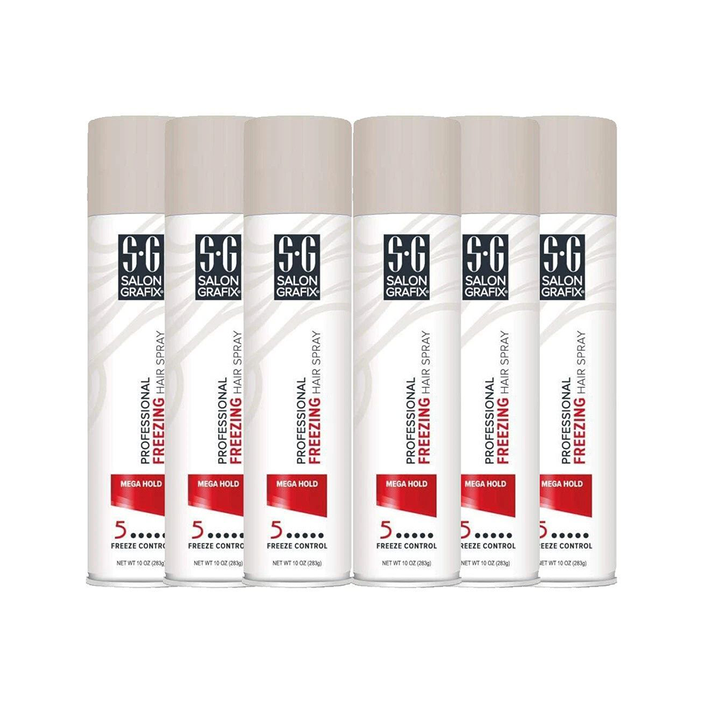 (6 pack) salon grafix hairspray freezing mega hold 10oz/295ml each
