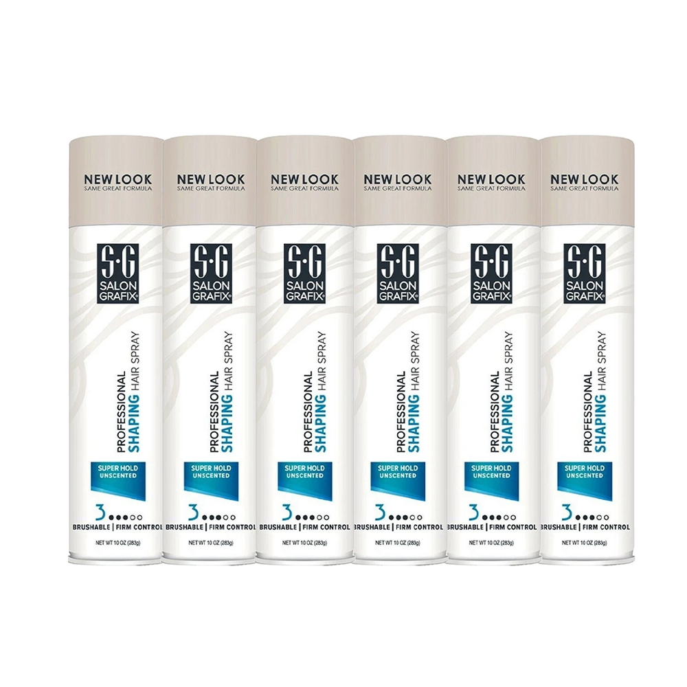 6 pack salon grafix shaping hair spray super hold unscented 10 oz