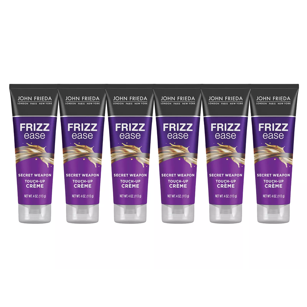 john frieda frizz ease secret weapon touch-up crème - anti-frizz styling cream for smooth, frizz-prone hair, 4 oz, 6 pack