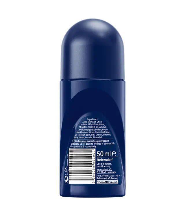 nivea men dry impact anti-perspirant roll-on deodorant 50ml – 48h sweat & odor protection, alcohol-free, dual active formula with avocado oil, long-lasting fresh clean scent for all skin, pack of 3