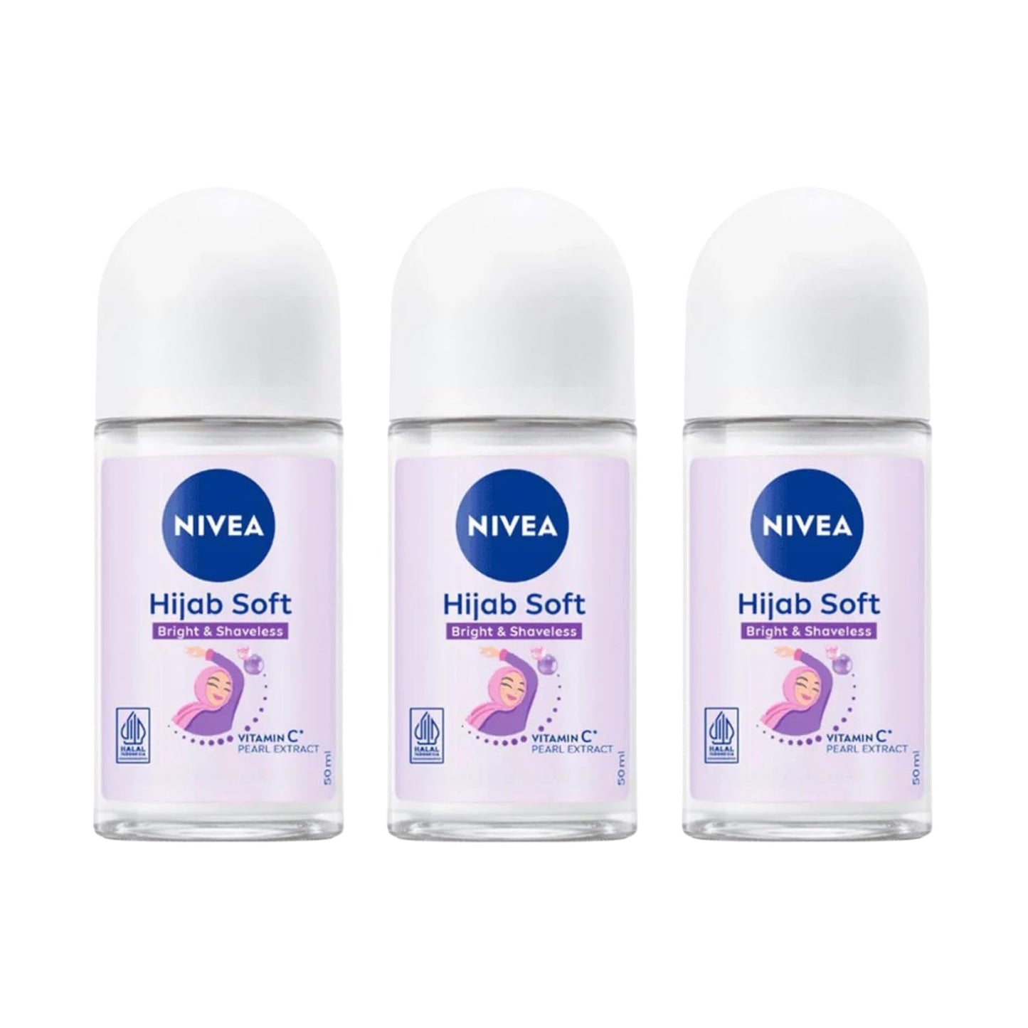 nivea hijab collection anti-perspirant roll on 50 ml each (3 pack)