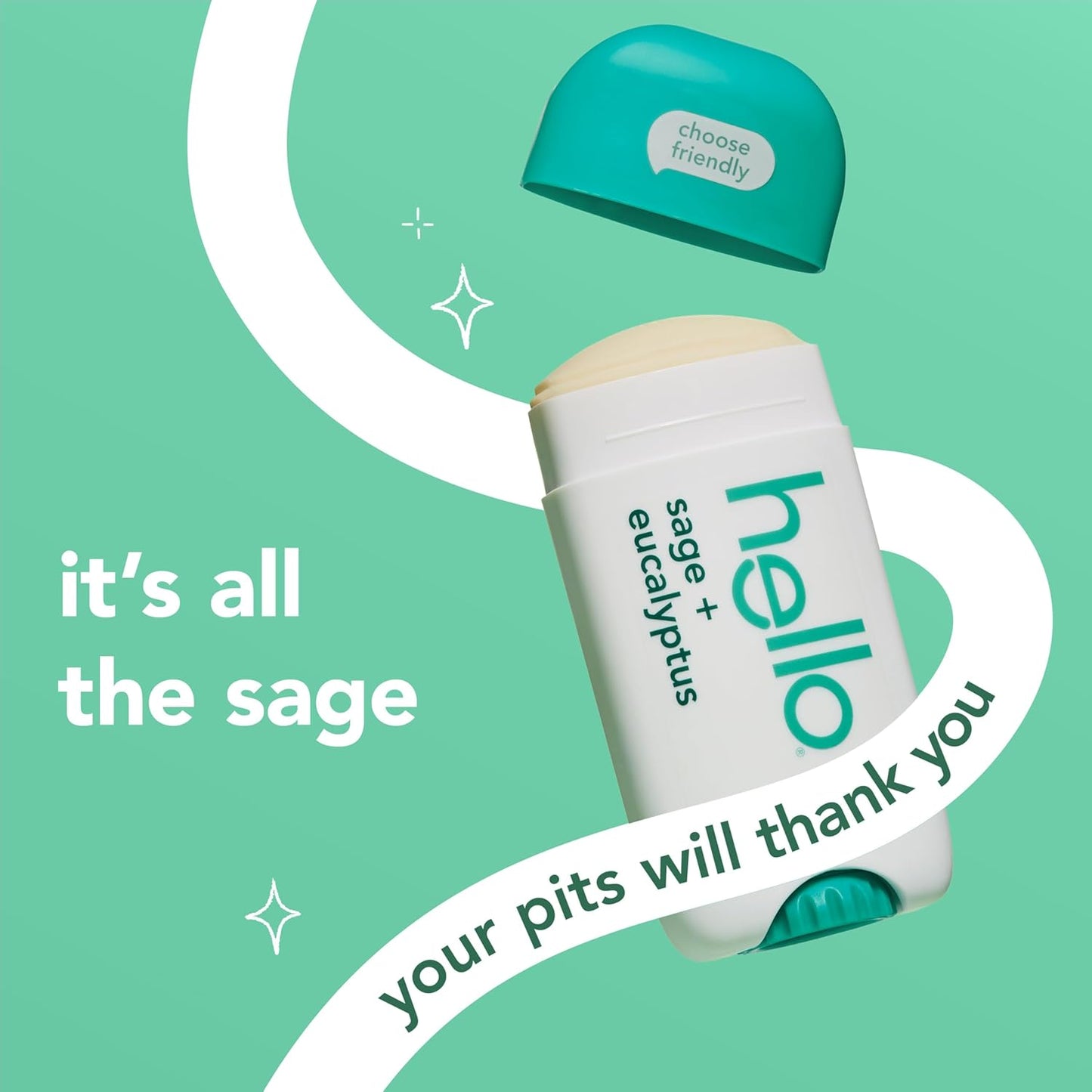 2 pack hello sage and eucalyptus aluminum free deodorant 2.6 oz each