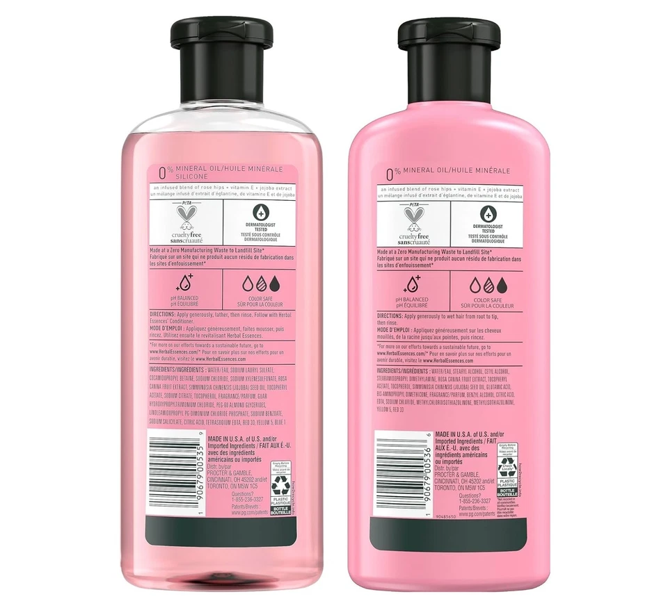 herbal essences rose hips smooth shampoo & conditioner set 13.5 fl oz each | hydrating hair care | smooth & soft hair duo