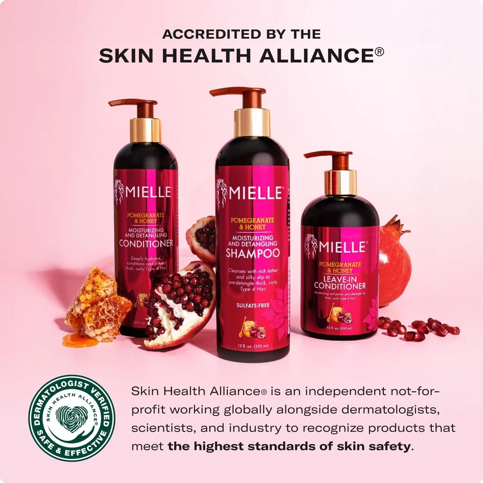 mielle organics pomegranate & honey shampoo & conditioner set 12 oz each | moisturizing hair care | curl enhancing & nourishing duo