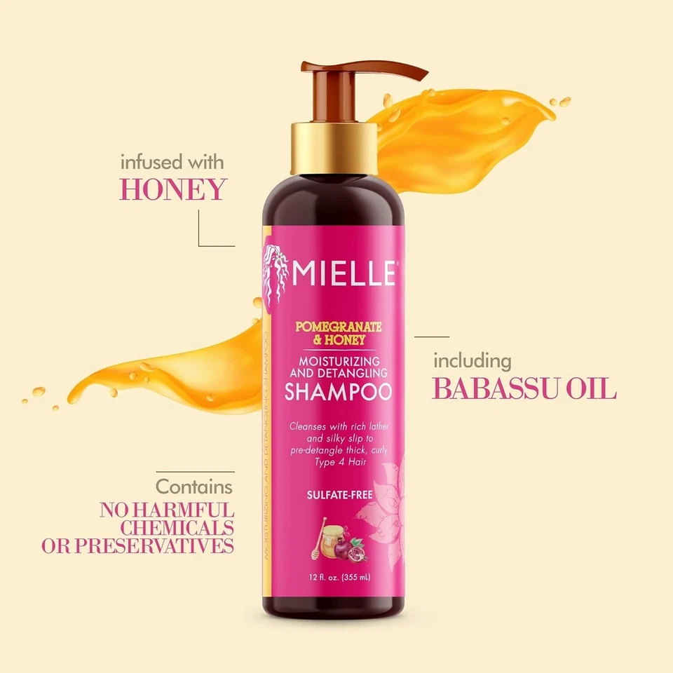 mielle organics pomegranate & honey shampoo & conditioner set 12 oz each | moisturizing hair care | curl enhancing & nourishing duo