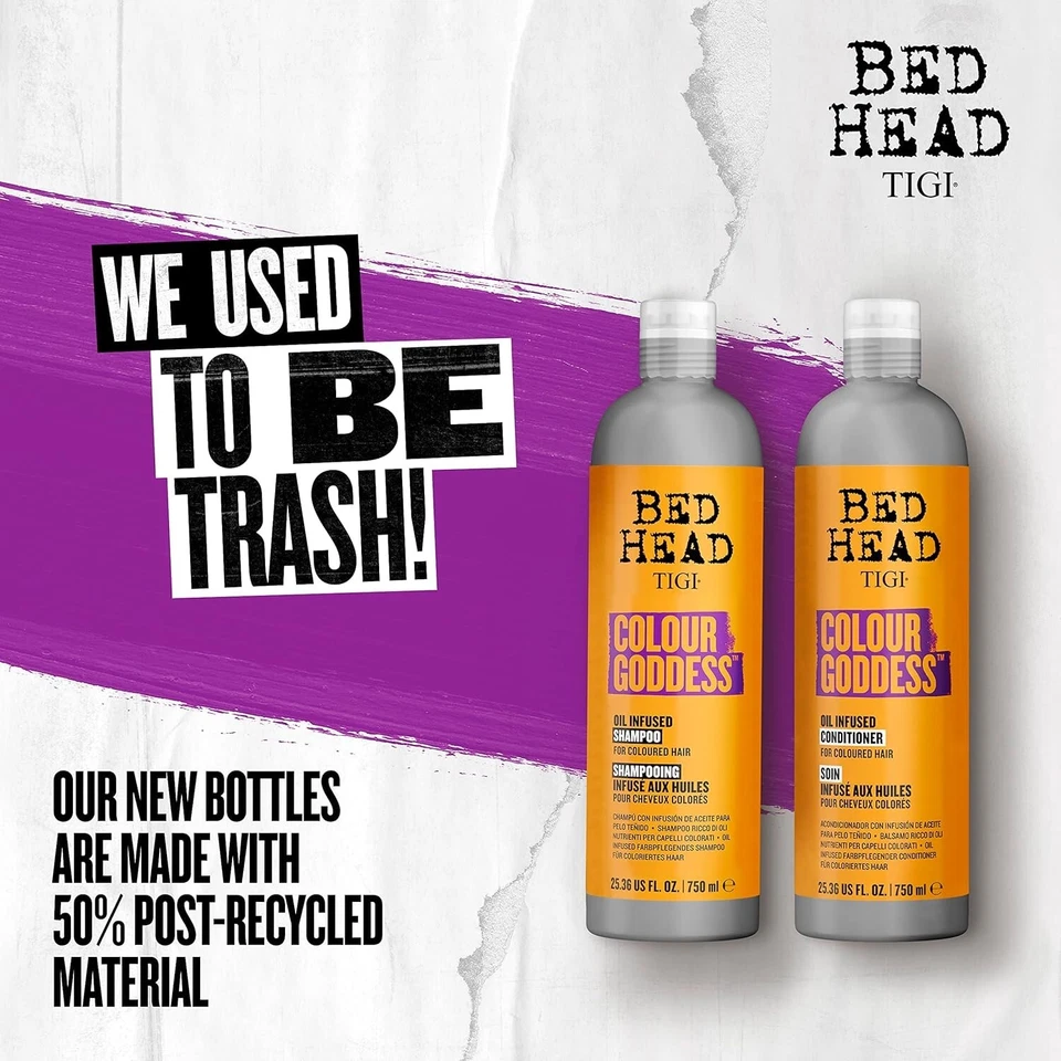tigi bed head colour goddess oil infused shampoo & conditioner 25.36 fl oz | color-treated hair care | nourishing & shine-enhancing