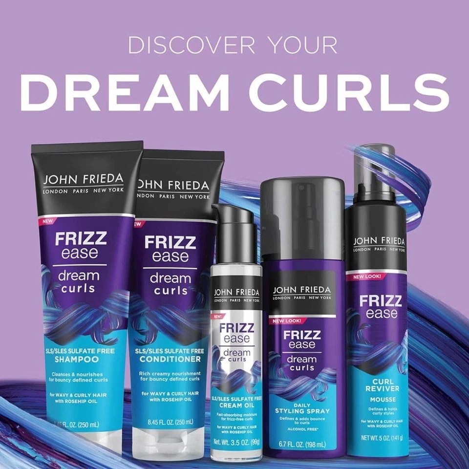 john frieda frizz ease dream curls 2 pack 6.7 fl oz | anti-frizz curl defining hair cream | smooth & manageable hair