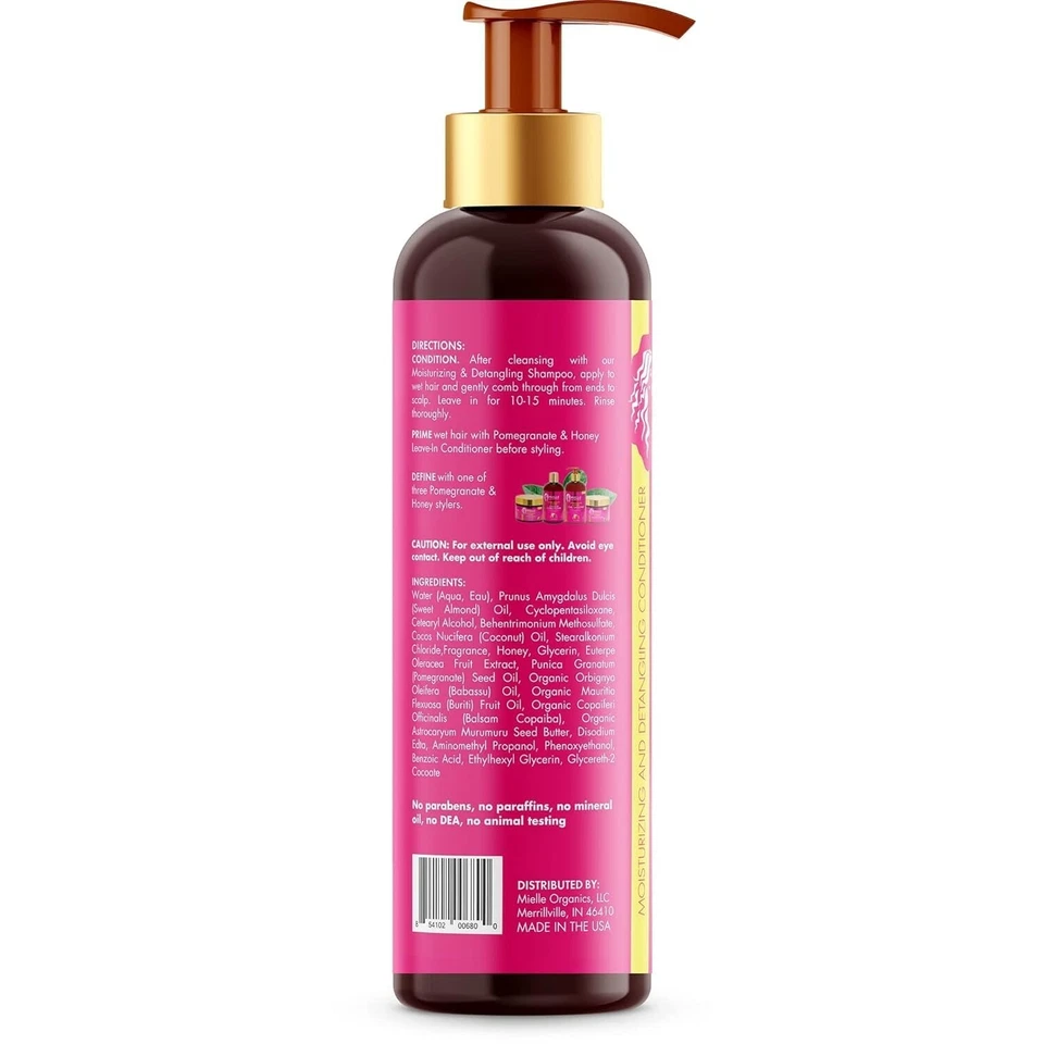 mielle organics pomegranate & honey shampoo & conditioner set 12 oz each | moisturizing hair care | curl enhancing & nourishing duo