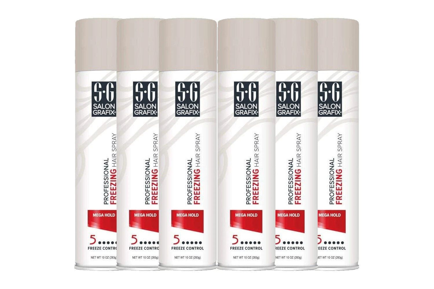 salon grafix hairspray freezing mega hold 6 pack 10 oz / 295 ml each | strong hold styling spray | professional hair spray
