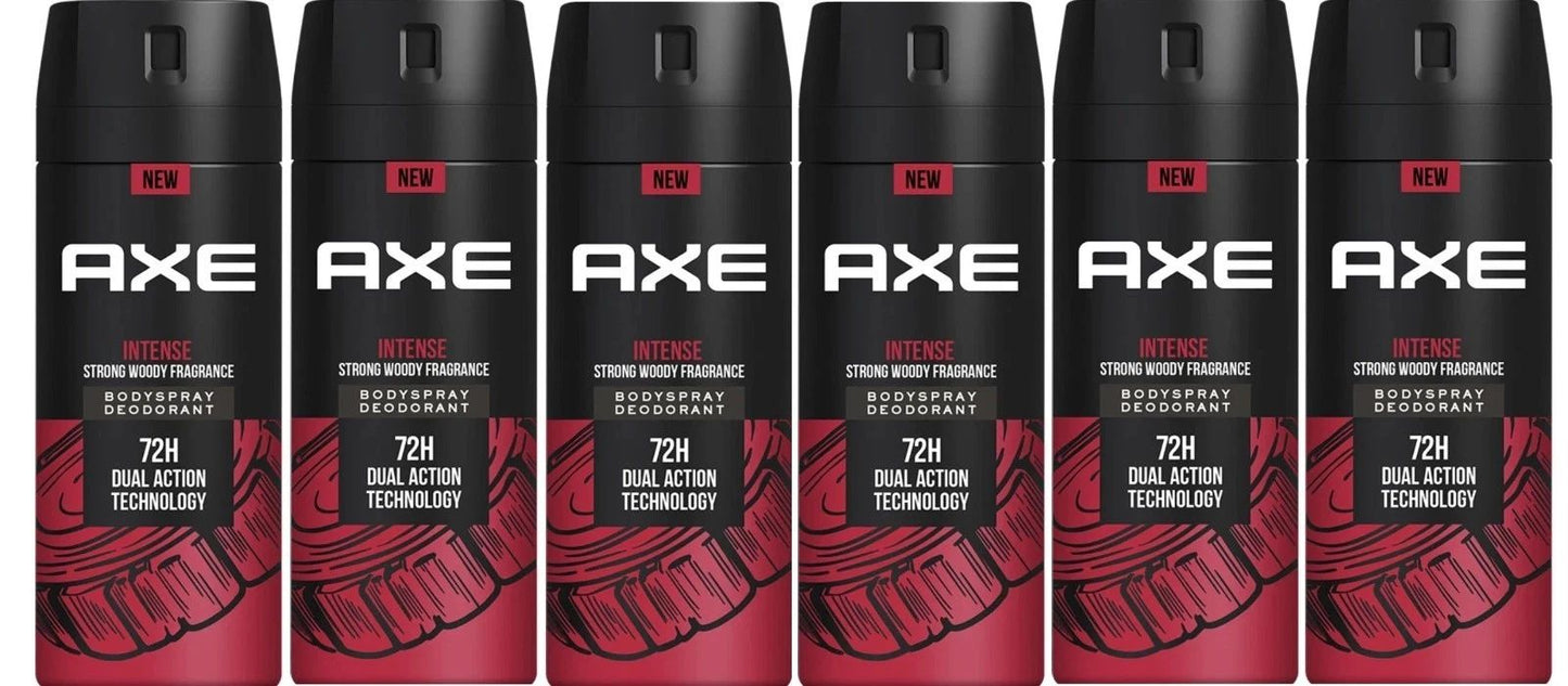 axe intense deodorant body spray 6 pack 150 ml / 5.07 fl oz | men’s fragrance | long-lasting fresh scent