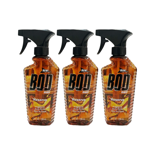 3 PK Bod Man Fragrance Body Spray, Reserve, 8 Fl Oz