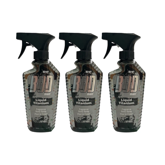 3 PK BOD Man Fragrance Body Spray, Liquid Titanium, 8 fl oz