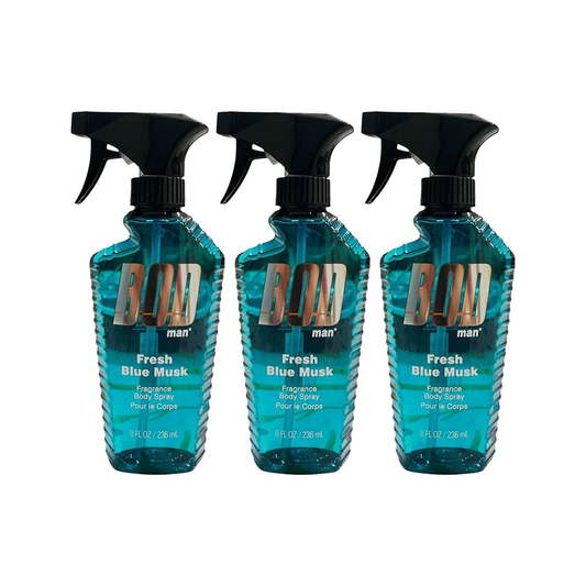 3 PK BOD Man Fragrance Body Spray, Fresh Blue Musk, 8 fl oz