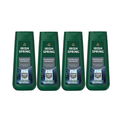 4 Pack Irish Spring Gel Body Wash for Men, Charcoal Fresh, 20 fl oz