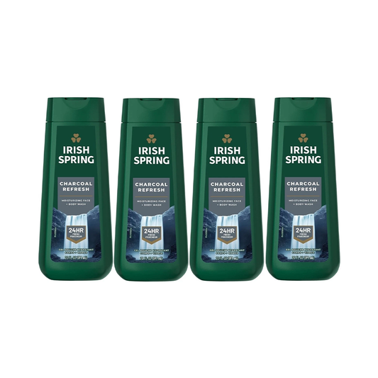 4 Pack Irish Spring Gel Body Wash for Men, Charcoal Fresh, 20 fl oz