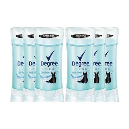 6 PK Degree Antiperspirant for Women Protects fr Deodorant Stains Pure Clean Deo