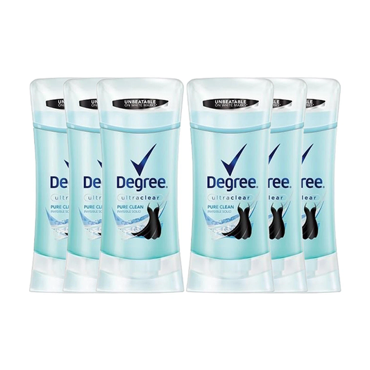6 PK Degree Antiperspirant for Women Protects fr Deodorant Stains Pure Clean Deo