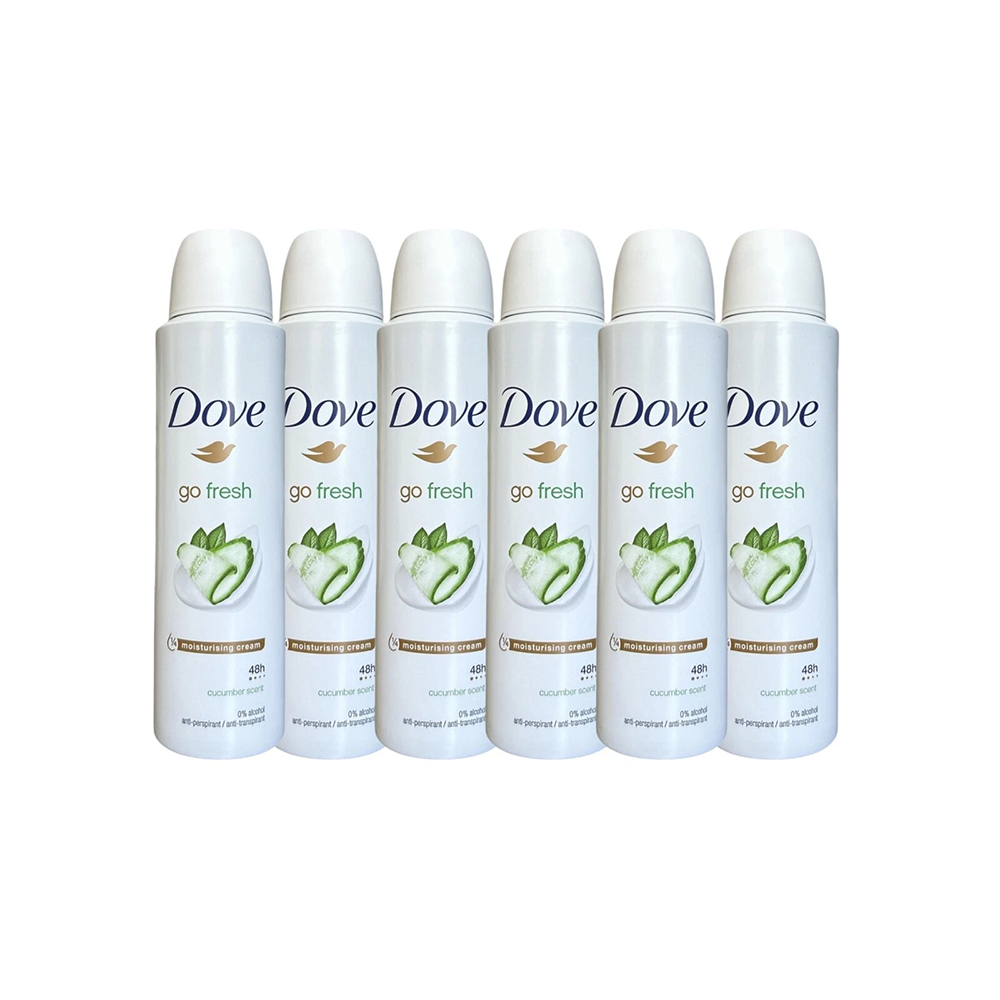 Dove Go Fresh Cucumber & Green Tea Anti-Perspirant Deodorant Spray 6 Pack 150 ml | Long-Lasting Freshness & Odor Protection