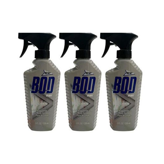 3 PK BOD Man Fragrance Body Spray, Iconic, 8 fl oz