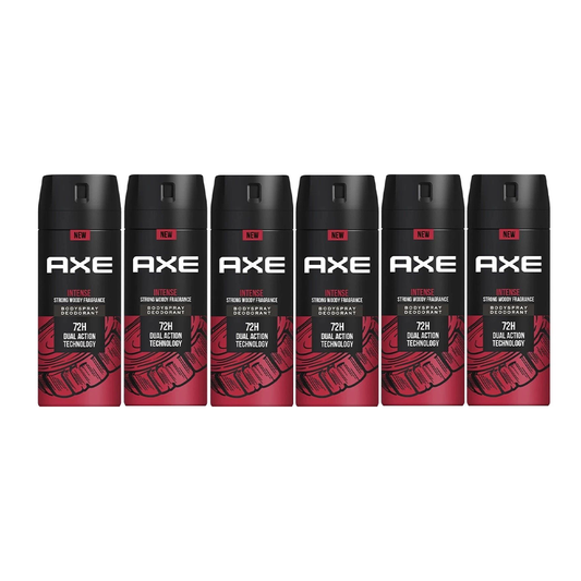 6 Pack Axe Intense Deodorant Body Spray for Men, 150ml / 5.07FL Oz