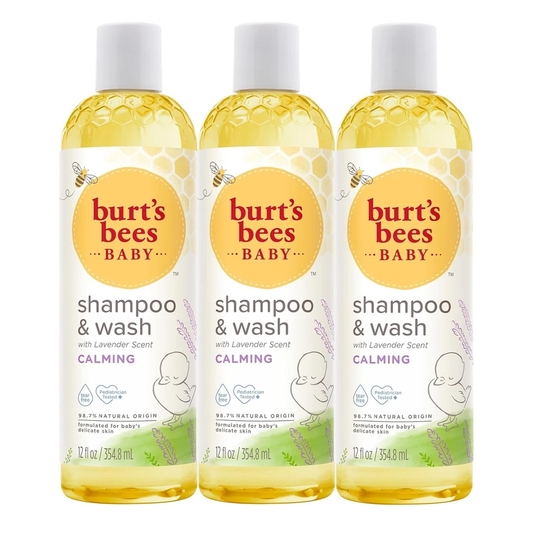Burt's Bees Baby Calming Shampoo and Wash with Lavender, Tear-Free, 12 Fl oz 3PK