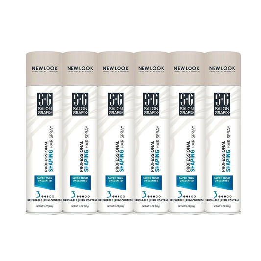 6 Pack Salon Grafix Shaping Hair Spray Super Hold Unscented 10 oz
