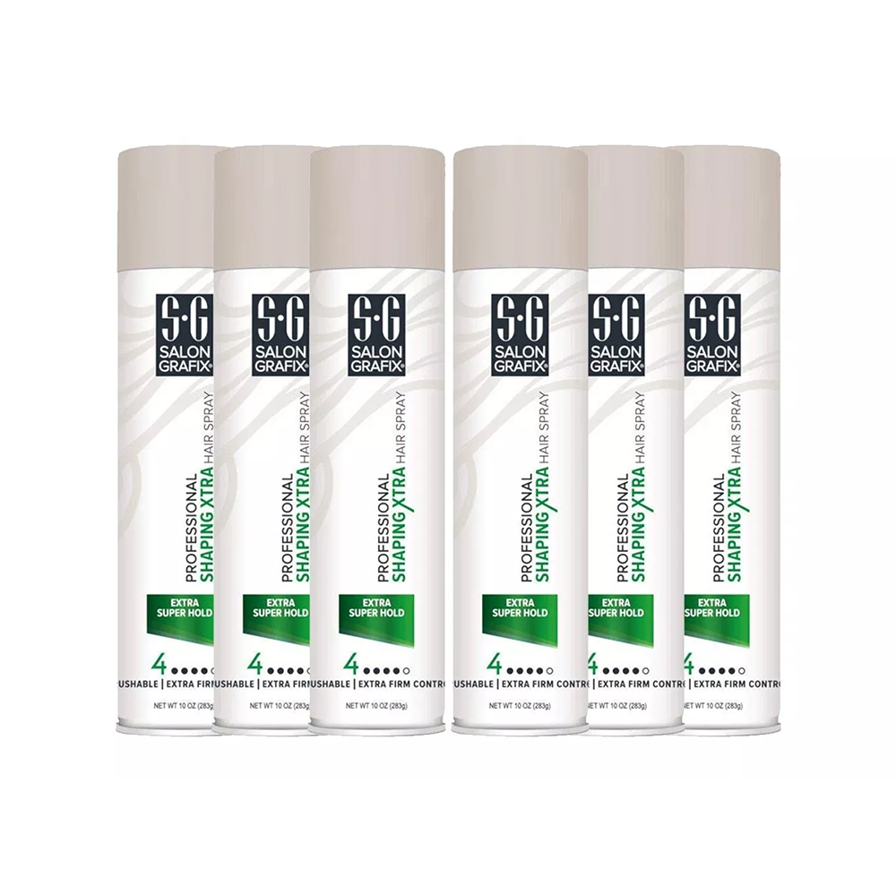 6 pk salon grafix profession shaping hairspray, extra super hold 4, 10 oz
