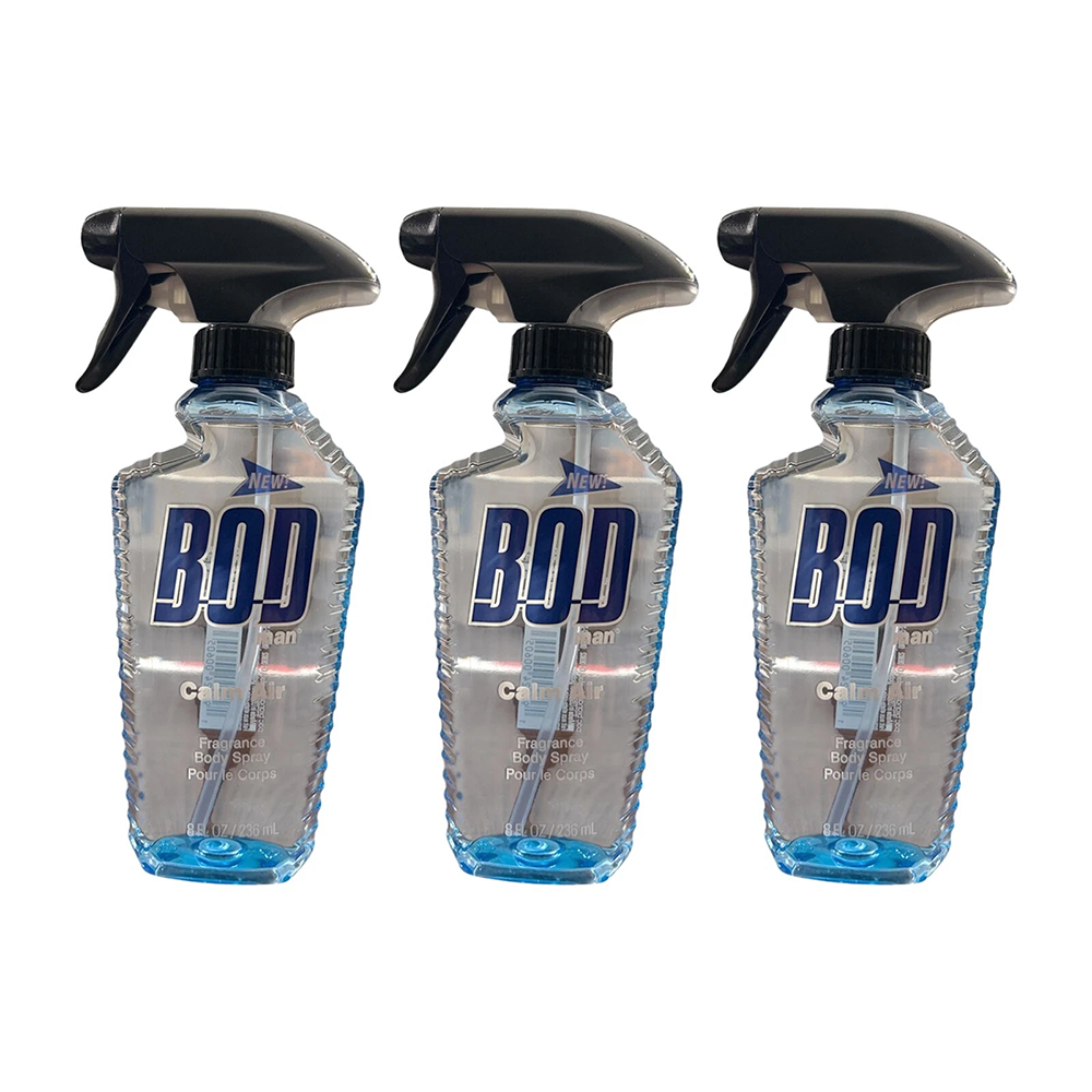 3 pk bod man fragrance body spray, calm air, 8 fl oz