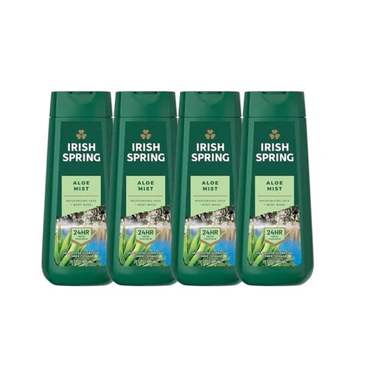 4 Pack Irish Spring Aloe Mist Body Wash, 20 Oz
