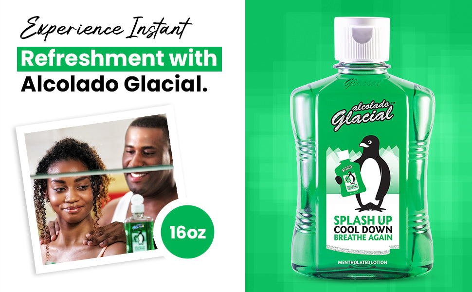 Alcolado Glacial Mentholated Splash Lotion 16 oz / 500 ml | Cooling Body Splash | Refreshing & Invigorating Skin Lotion