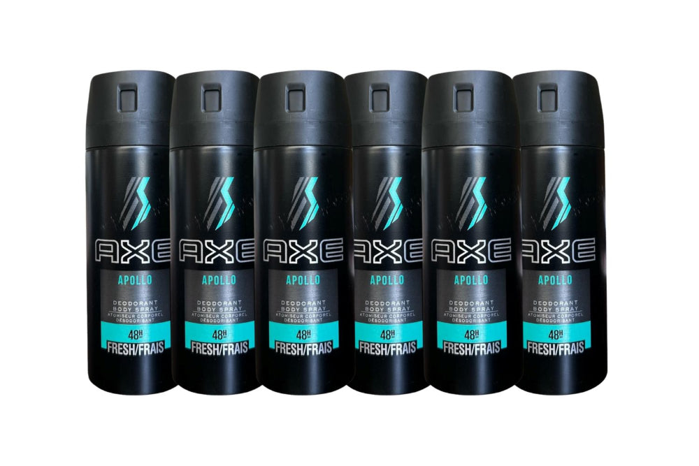 axe body spray deodorant apollo 150 ml / 5.07 oz 6 pack