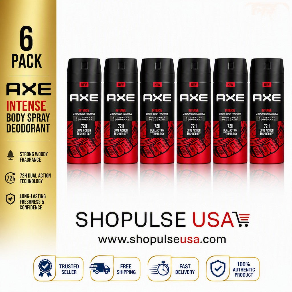 axe intense deodorant body spray for men, 150ml / 5.07fl oz 6 pack
