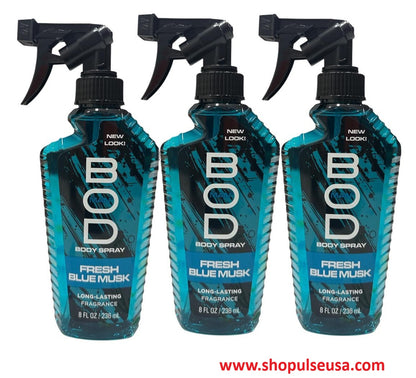 3 PK BOD Man Fragrance Body Spray, Fresh Blue Musk, 8 fl oz