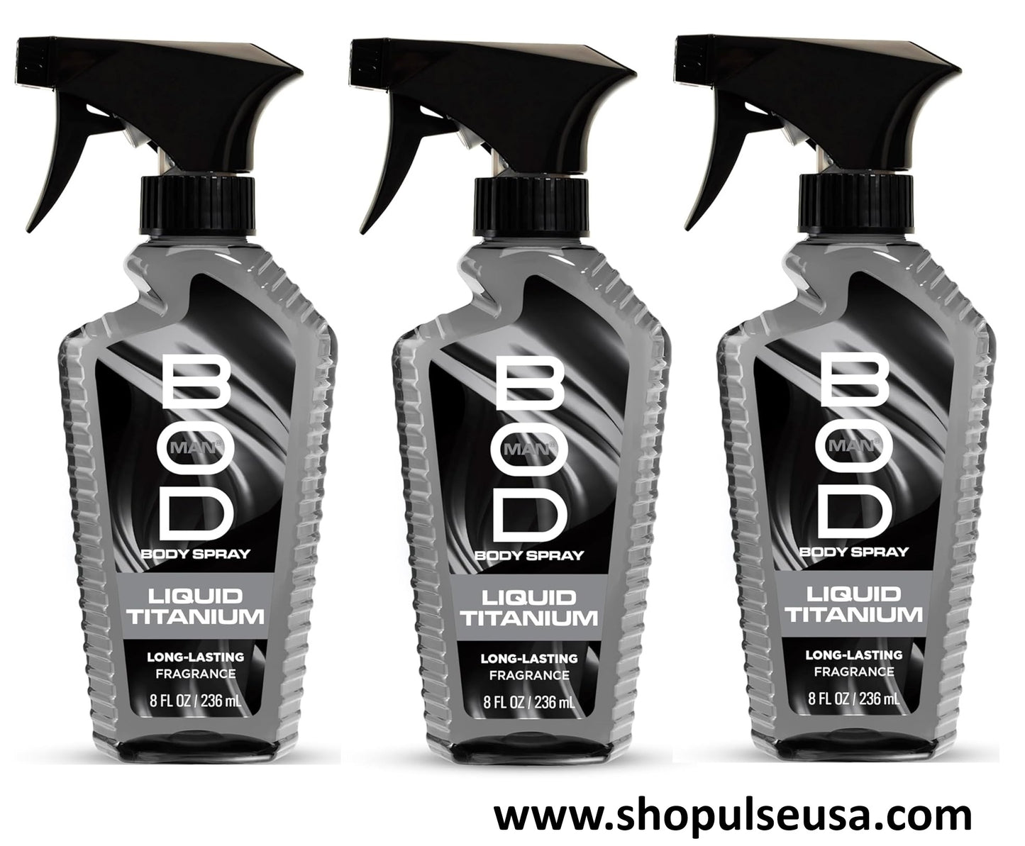 3 pk bod man fragrance body spray, liquid titanium, 8 fl oz