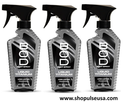 3 PK BOD Man Fragrance Body Spray, Liquid Titanium, 8 fl oz