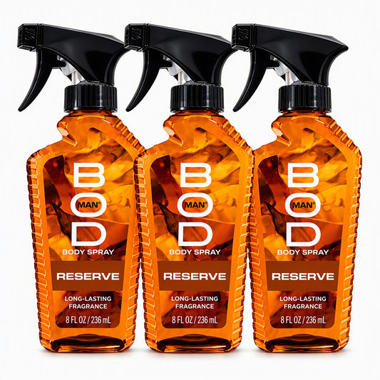 3 PK Bod Man Fragrance Body Spray, Reserve, 8 Fl Oz