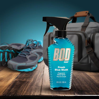 3 PK BOD Man Fragrance Body Spray, Fresh Blue Musk, 8 fl oz