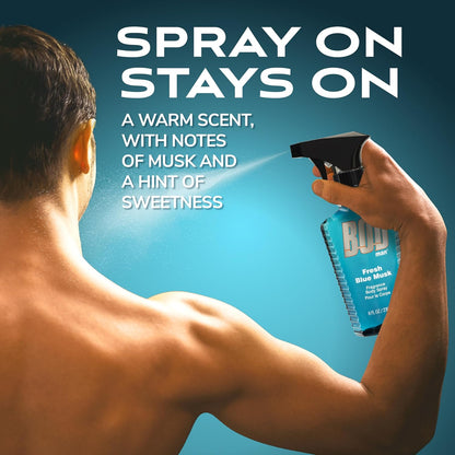 3 PK BOD Man Fragrance Body Spray, Fresh Blue Musk, 8 fl oz