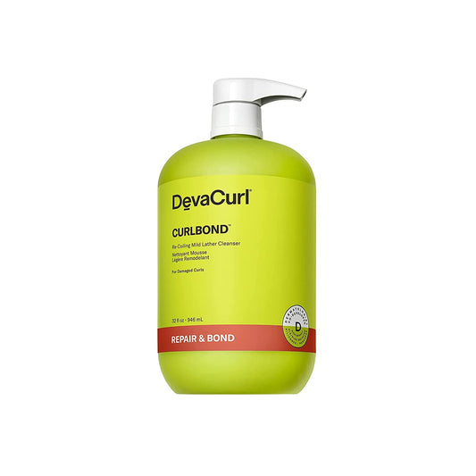 DevaCurl CurlBond Re-Coiling Mild Lather Cleanser | Reduces Frizz For Up to 48 Hours | Preserves Color Up to 30 Washes | Seals Split Ends 32oz/946 mL