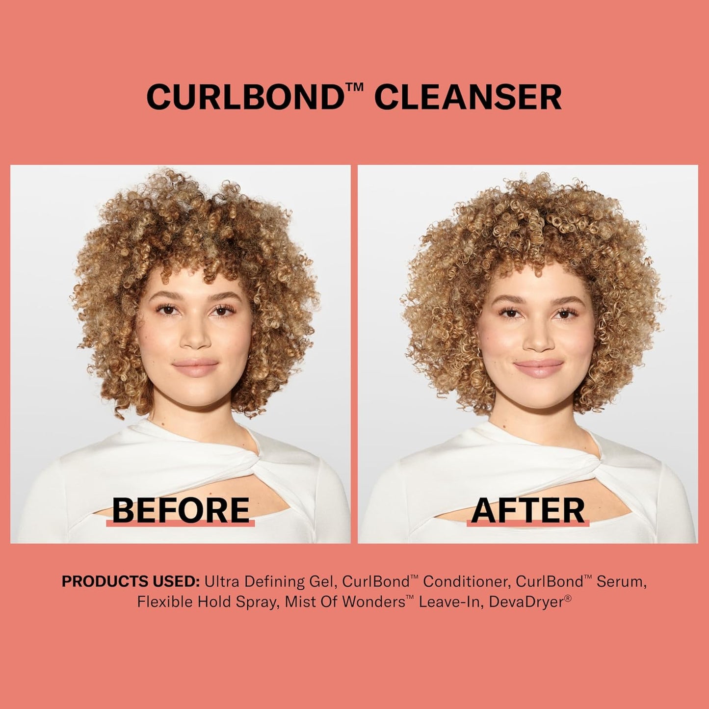 devacurl curlbond re-coiling mild lather cleanser | reduces frizz for up to 48 hours | preserves color up to 30 washes | seals split ends 32oz/946 ml