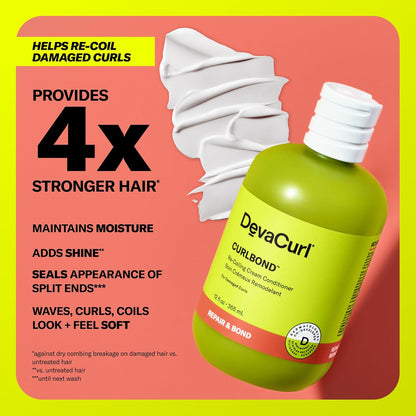 DevaCurl CurlBond Re-Coiling Cream Conditioner | Re-links Broken Bonds | Strengthens| Seals Split Ends | Preserves Color Up to 30 Washes 32 oz / 946 mL