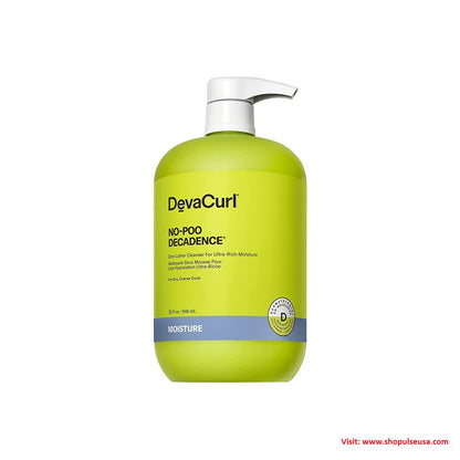 DevaCurl No-Poo Decadence Non-Lathering Cleanser for Ultra-Rich Moisture | Nourished | Bouncy | Shiny | All Curl Types 32 oz/ 946 mL