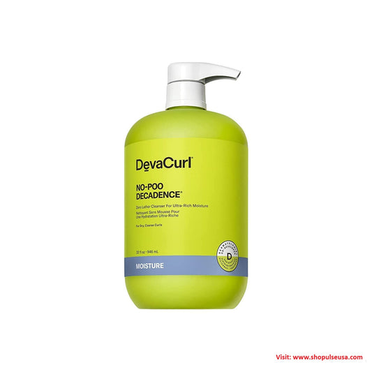 DevaCurl No-Poo Decadence Non-Lathering Cleanser for Ultra-Rich Moisture | Nourished | Bouncy | Shiny | All Curl Types 32 oz/ 946 mL