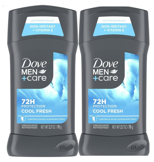 Dove Men+Care Antiperspirant Deodorant Cool Fresh 2 Count for a Long-Lasting Aqua Scent, with 72H Protection, 2.7 oz