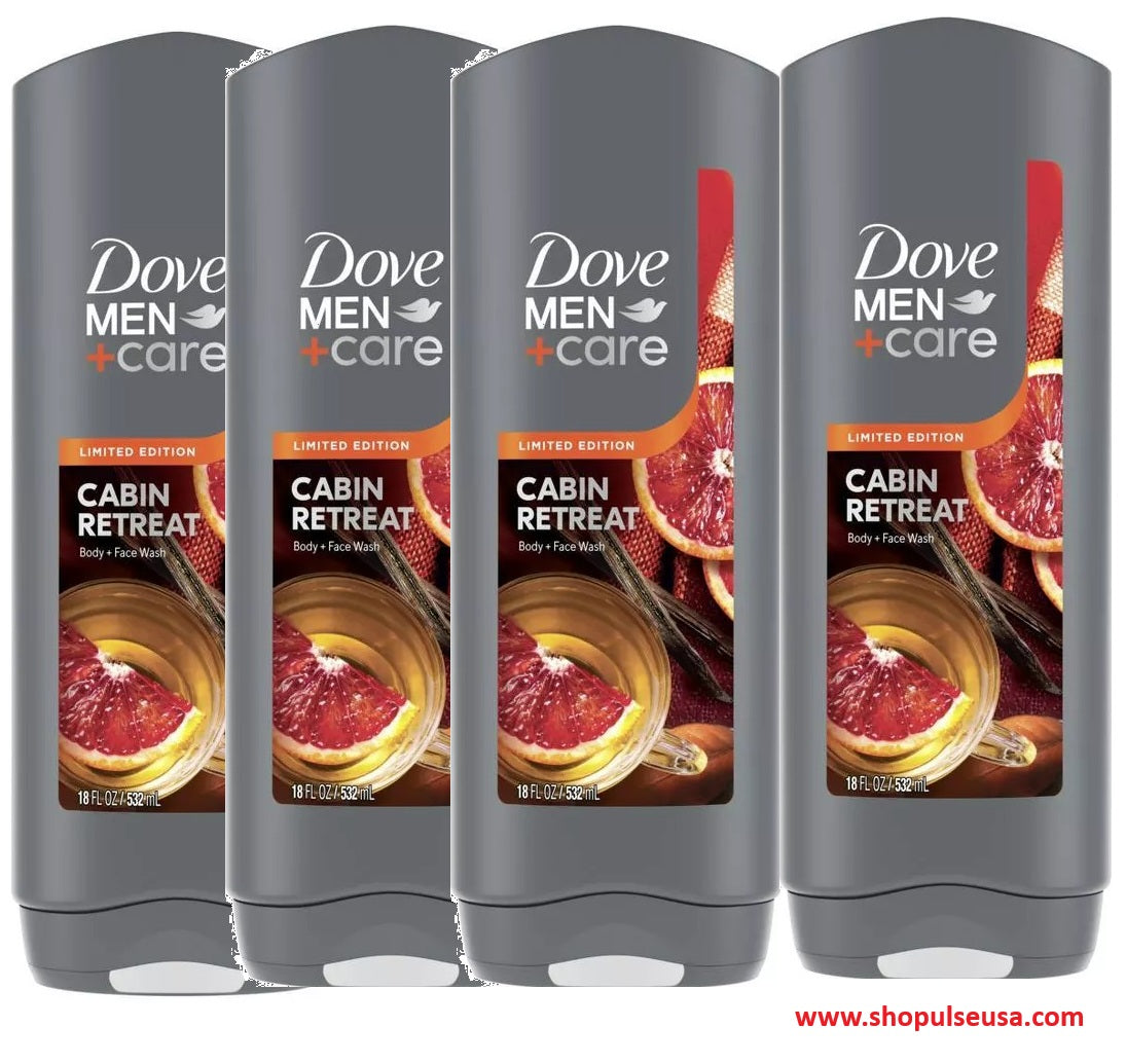 4 pack dove men+care limited edition body wash - cabin retreat-18 fl oz / 532 ml