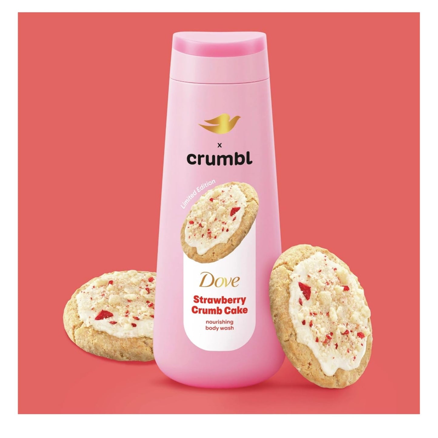 4 pack dove strawberry crumb cake body wash  moisturizing & dessert‑inspired cleanser 20 oz/591 ml