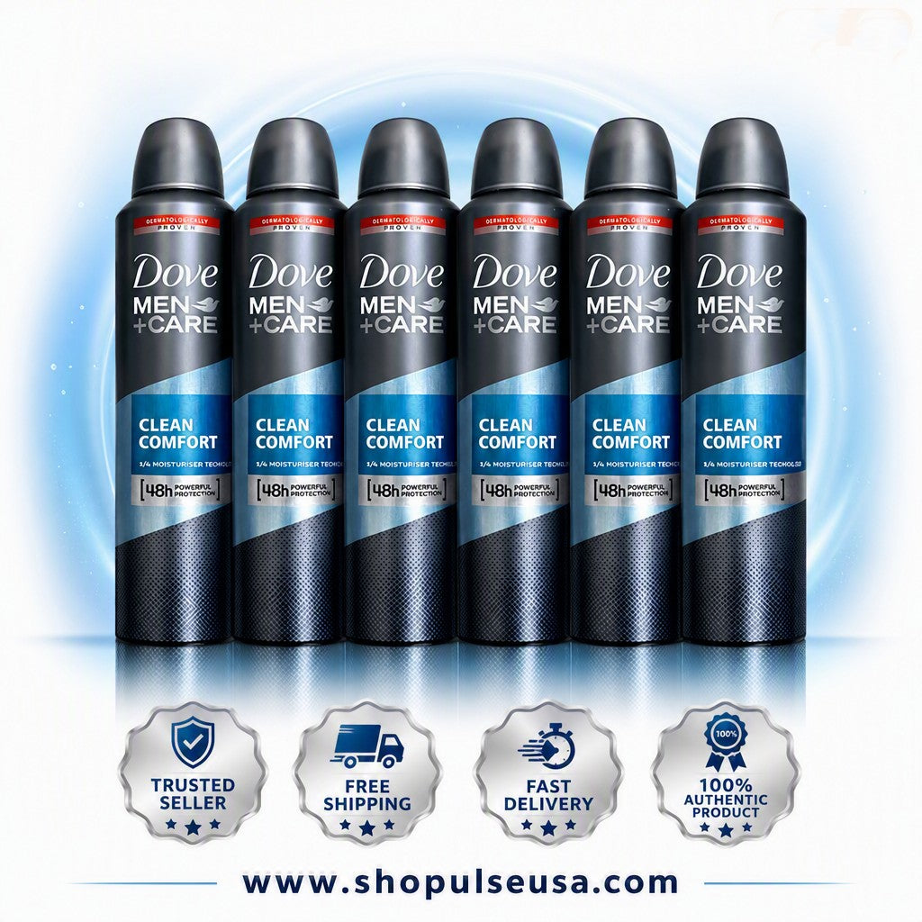 6 pack dove men + care clean comfort spray, international version, 250 ml/8.4 oz