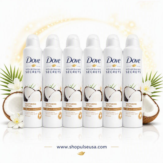 6 PK Dove NOURISHING SECRETS Anti Perspirant Spray 250ml Coconut & Jasmine Scent