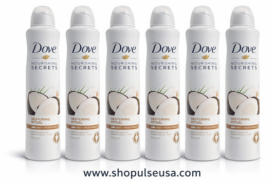 6 PK Dove NOURISHING SECRETS Anti Perspirant Spray 250ml Coconut & Jasmine Scent